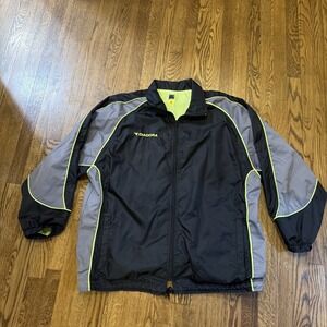 NWOT Diadora Mens Track Jacket Windbreaker Black Gray Neon Trim XL